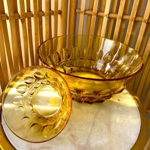 70s aesthetic retro style - amazing amber glass chip & dip set